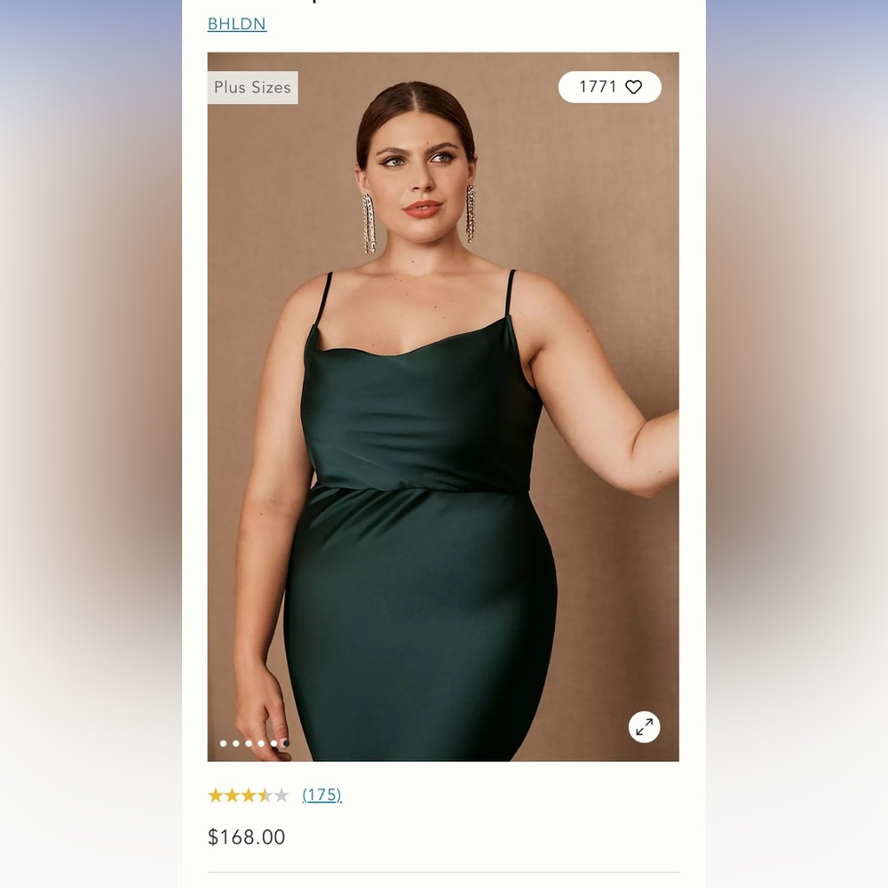 Anthropologie Dark Emerald Satin Gown